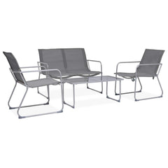 44351 vidaXL 4 Piece Garden Lounge Set Fabric & Steel Grey 1
