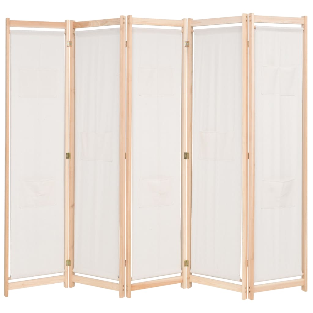 vidaXL 5-Panel Room Divider 200x170x4 cm Fabric