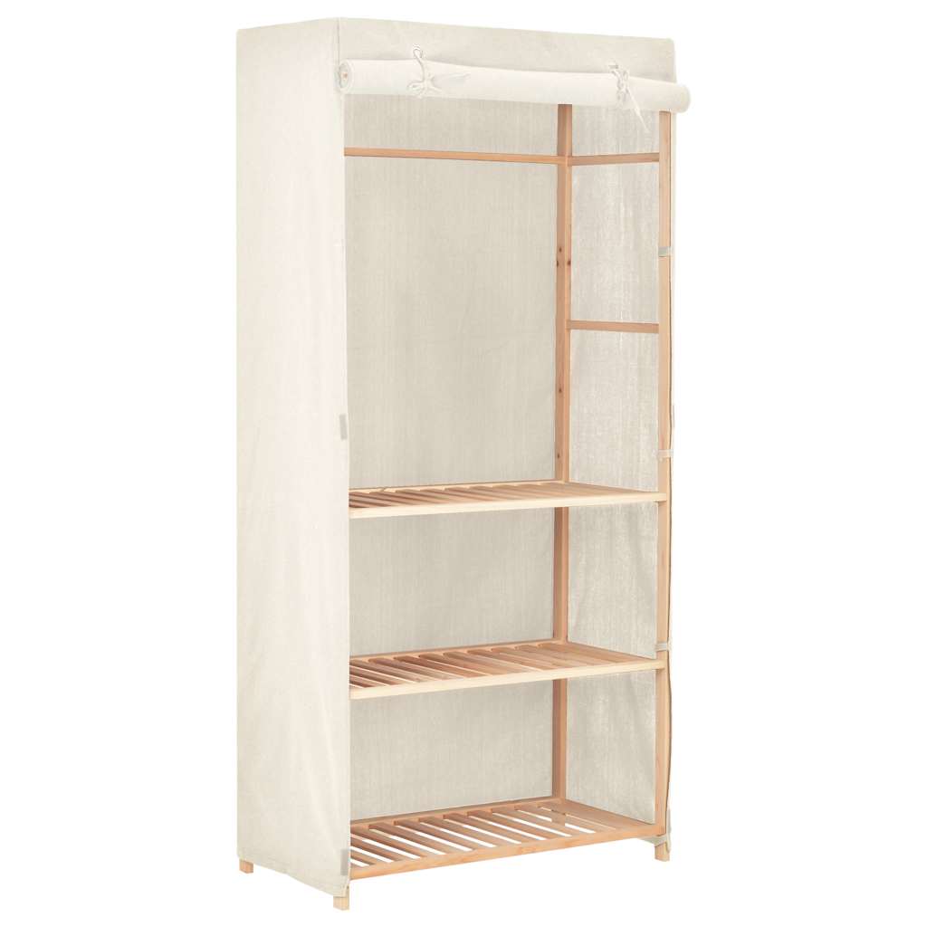 3-Tier Wardrobe 79x40x170 cm Fabric White