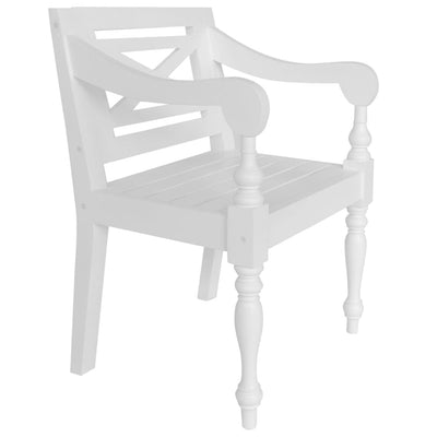 Batavia Chairs 2 pcs White Solid Mahogany Wood