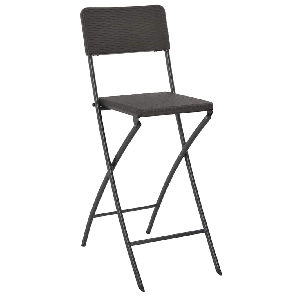 44558 vidaXL Folding Bar Chairs 2 pcs HDPE and Steel Brown Rattan Look 2
