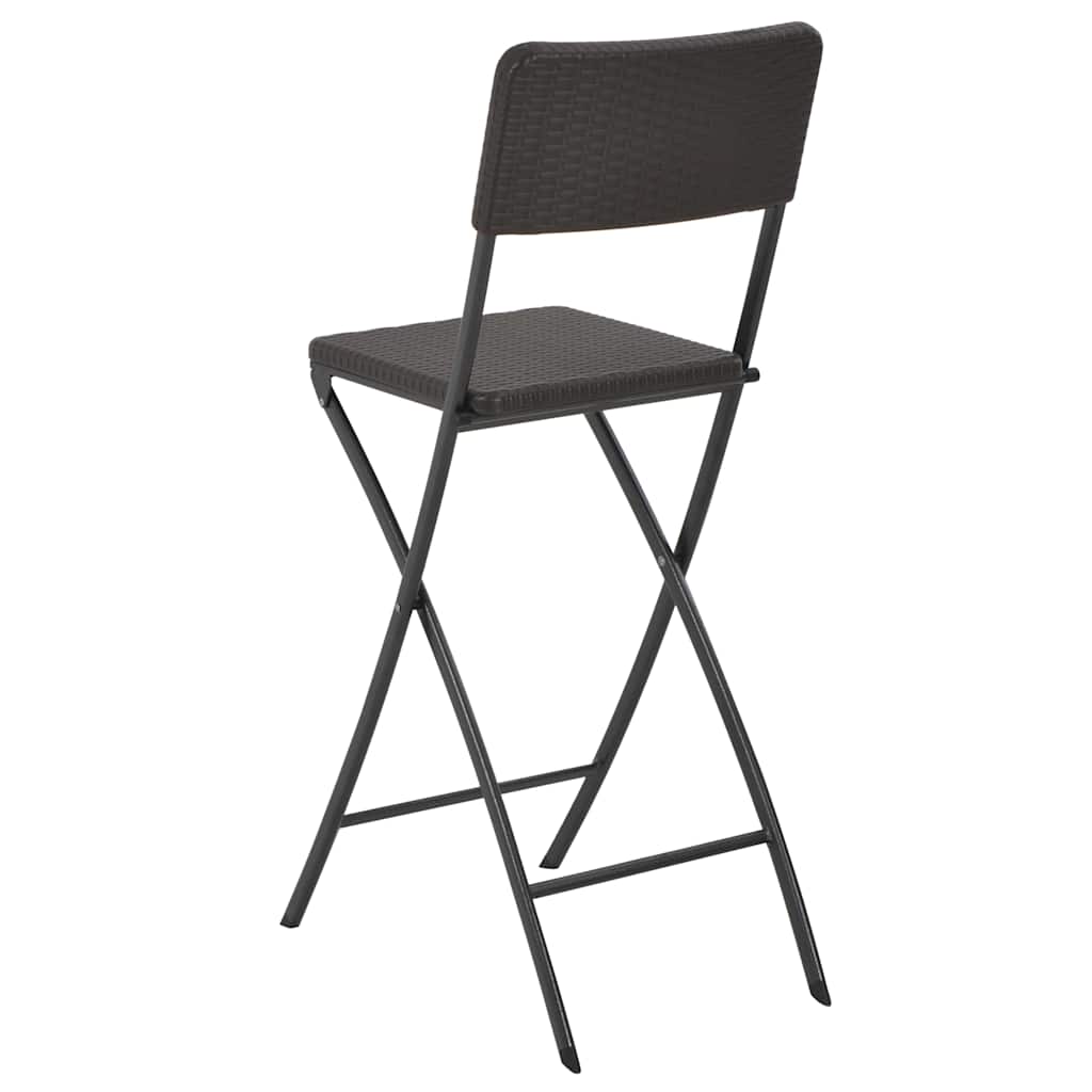 44558 vidaXL Folding Bar Chairs 2 pcs HDPE and Steel Brown Rattan Look 3