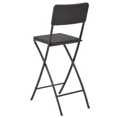 44558 vidaXL Folding Bar Chairs 2 pcs HDPE and Steel Brown Rattan Look 3