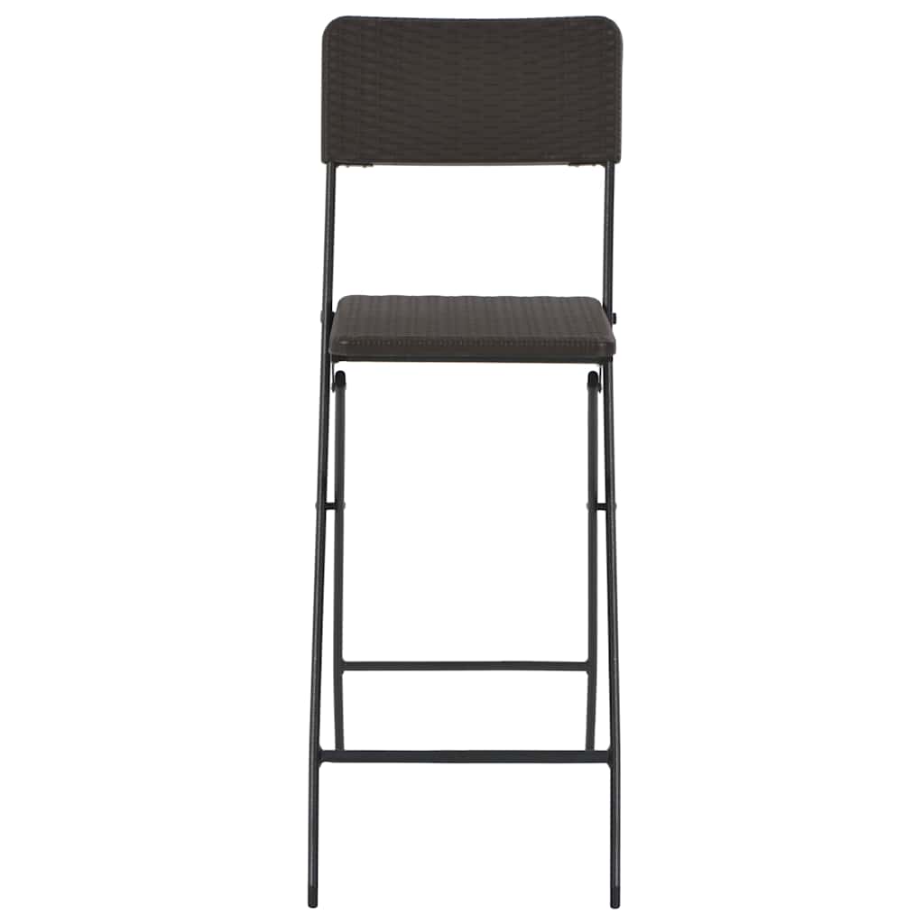 44558 vidaXL Folding Bar Chairs 2 pcs HDPE and Steel Brown Rattan Look 4