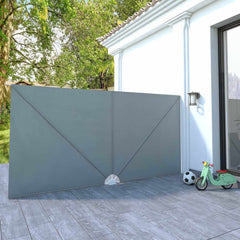 44566 vidaXL Collapsible Terrace Side Awning Grey 400x200 cm 1