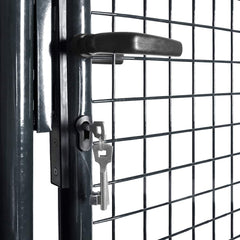 vidaXL Mesh Garden Gate Galvanised Steel 100x100 cm Grey 4