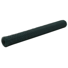 vidaXL Chicken Wire Fence Steel with PVC Coating 25x1.2 m Green 1