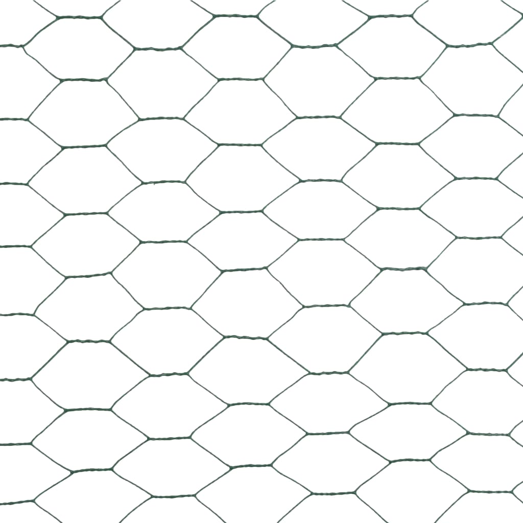 vidaXL Chicken Wire Fence Steel with PVC Coating 25x1.2 m Green 4