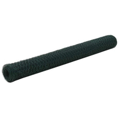 vidaXL Chicken Wire Fence Steel with PVC Coating 25x1.2 m Green 1