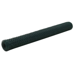 vidaXL Chicken Wire Fence Steel with PVC Coating 25x1.2 m Green 1