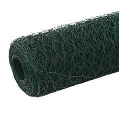 vidaXL Chicken Wire Fence Steel with PVC Coating 25x1.2 m Green 2