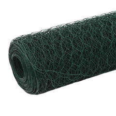 vidaXL Chicken Wire Fence Steel with PVC Coating 25x1.2 m Green 2