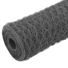 vidaXL Chicken Wire Fence Steel with PVC Coating 25x1.5 m Grey 2