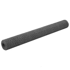 vidaXL Chicken Wire Fence Steel with PVC Coating 25x1.2 m Grey 1