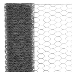vidaXL Chicken Wire Fence Steel with PVC Coating 25x1.2 m Grey 3