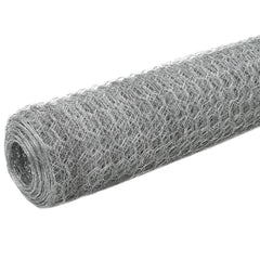 vidaXL Chicken Wire Fence Galvanised Steel 25x1.5 m Silver 2