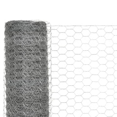 vidaXL Chicken Wire Fence Galvanised Steel 25x1.5 m Silver 3