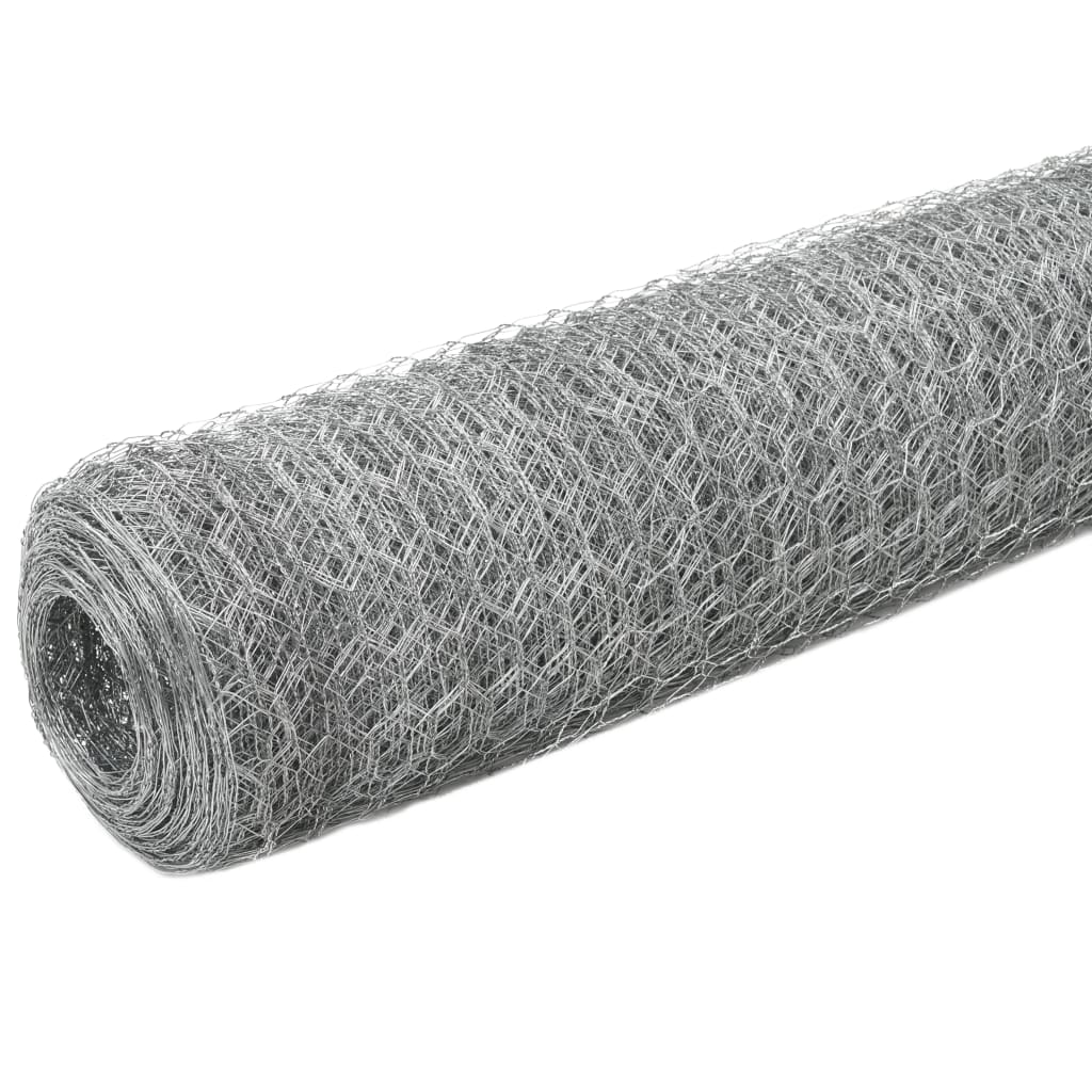vidaXL Chicken Wire Fence Galvanised Steel 25x1.5 m Silver 2