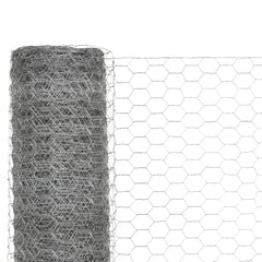 vidaXL Chicken Wire Fence Galvanised Steel 25x1.5 m Silver 3