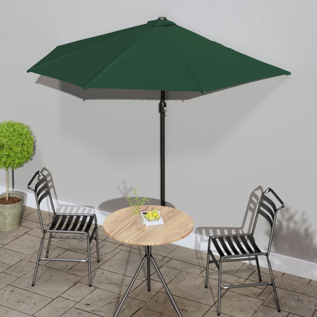 vidaXL Garden Parasol | Green | Polyester, Aluminium, Steel | 270 x 144 x 222 cm 1