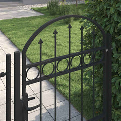 Fence Gate ASSEN with Arched Top Steel Black 102 cm 125 cm