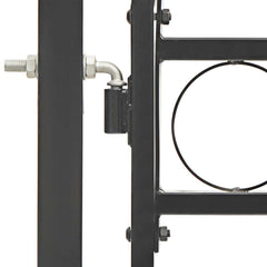 Fence Gate ASSEN with Arched Top Steel Black 102 cm 125 cm