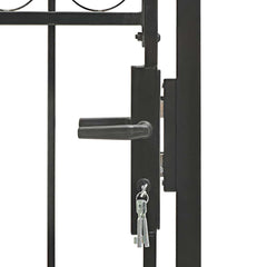 Fence Gate ASSEN with Arched Top Steel Black 102 cm 125 cm