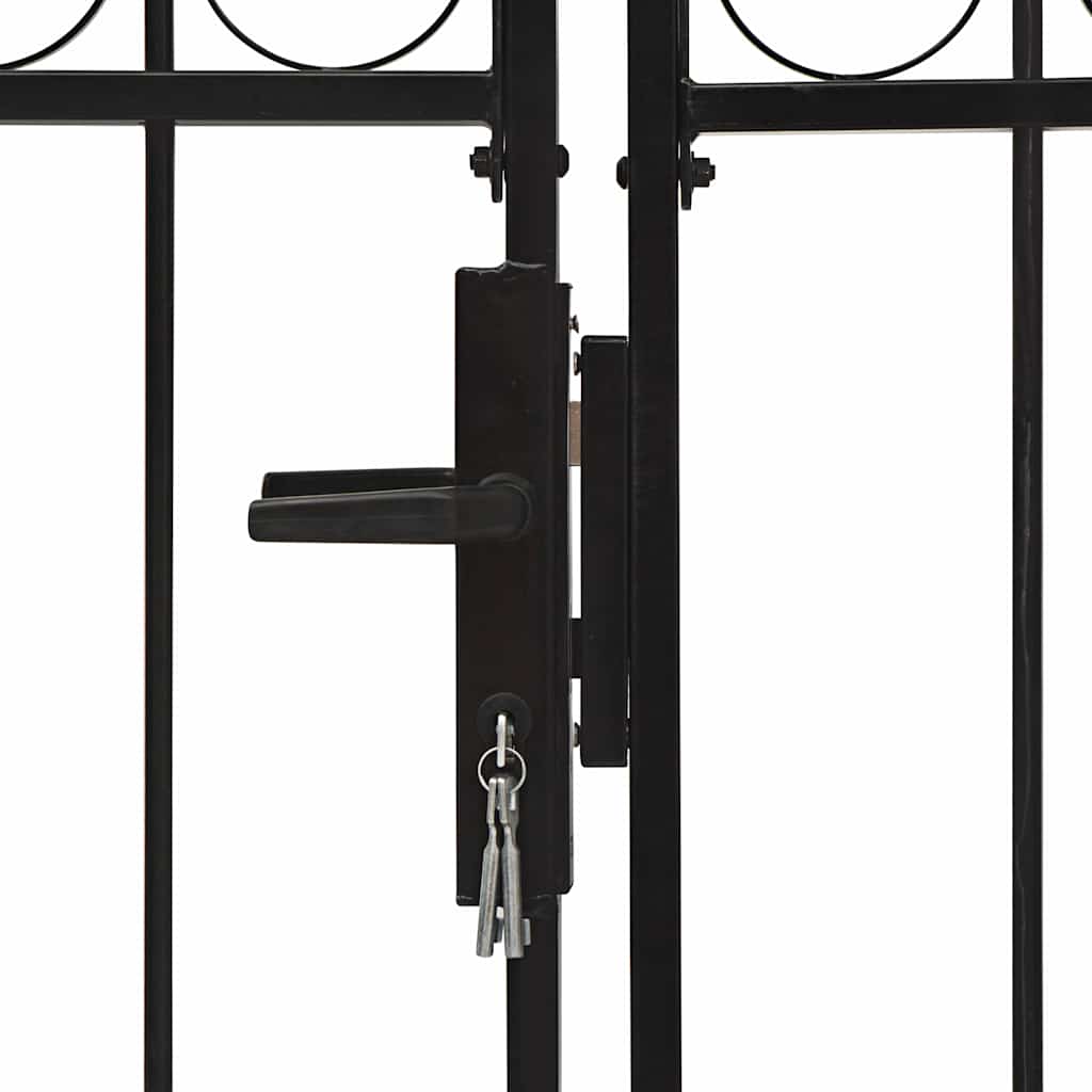 Fence Gate "ASSEN" Double Door with Arched Top Steel Black 300 cm 125 cm