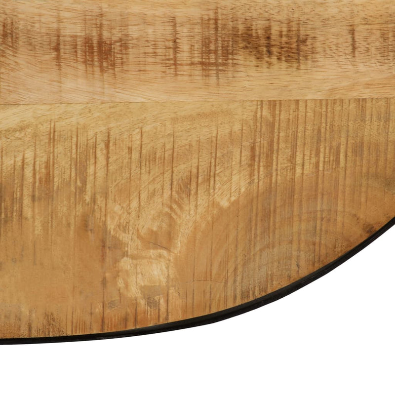 Coffee Table Oval Solid Rough Mango Wood and Steel 100 cm