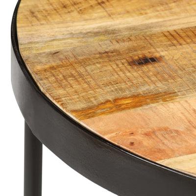 Coffee Table Oval Solid Rough Mango Wood and Steel 100 cm