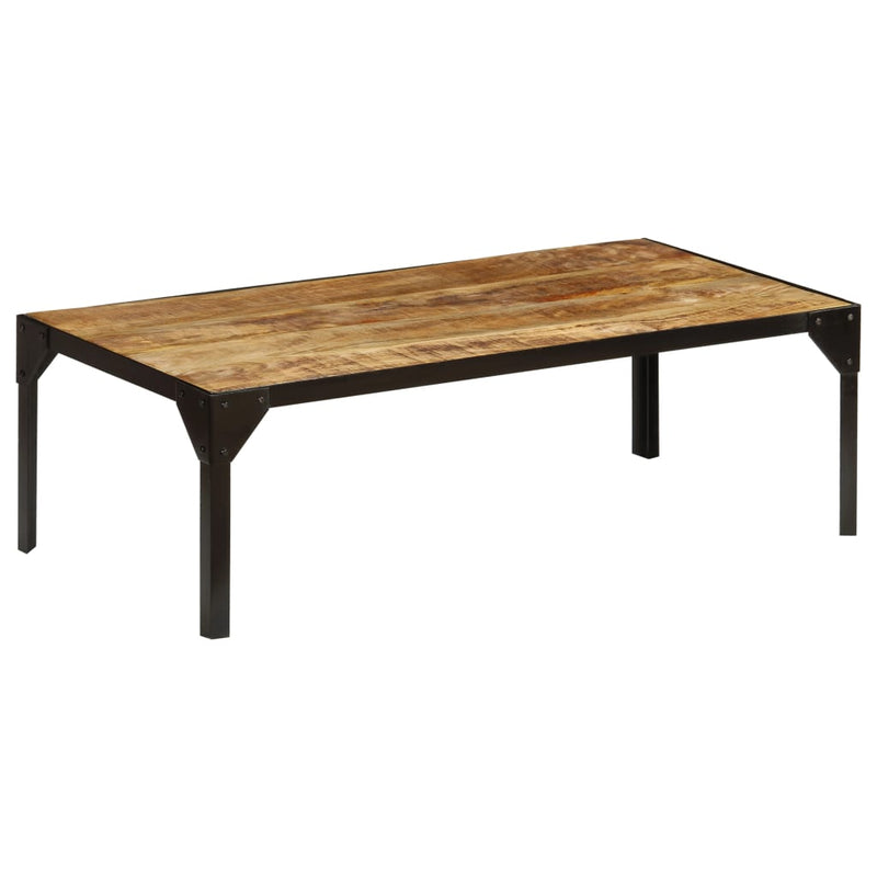 Coffee Table Solid Rough Mango Wood and Steel 110 cm