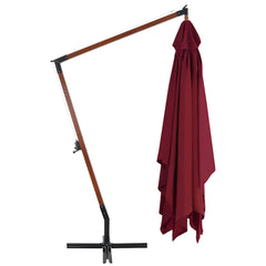 vidaXL Cantilever Garden Parasol with Wooden Pole 400x300 cm Bordeaux Red 3