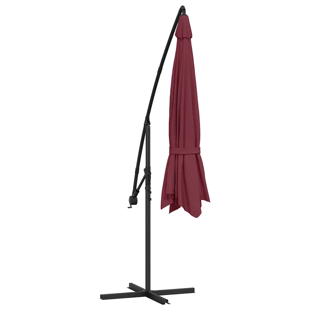 vidaXL Cantilever Garden Parasol with Aluminium Pole 350 cm Bordeaux Red 6