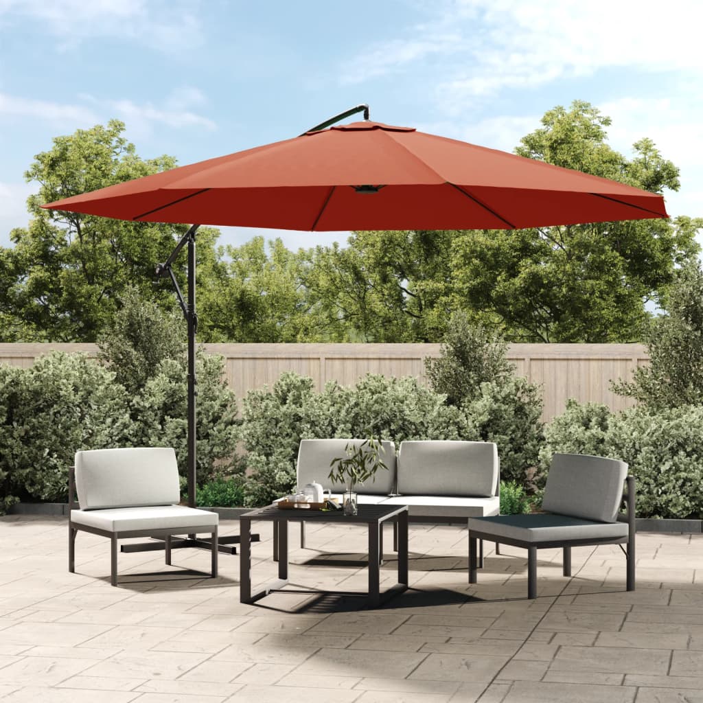 vidaXL Cantilever Garden Parasol with Aluminium Pole 350 cm Terracotta 1