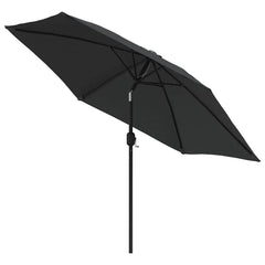 vidaXL Garden Parasol with LED Lights and Steel Pole 300cm Anthracite 4