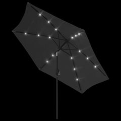 vidaXL Garden Parasol with LED Lights and Steel Pole 300cm Anthracite 5