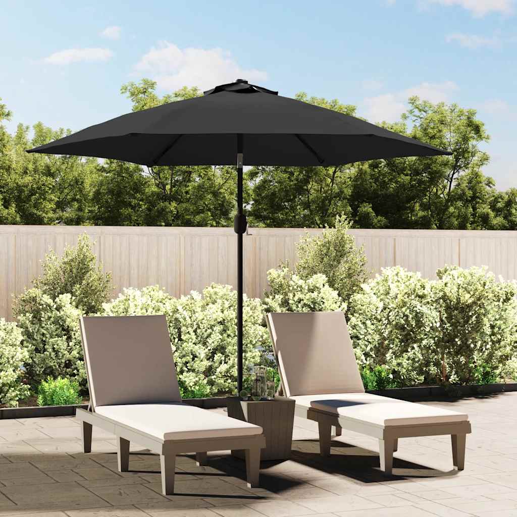 vidaXL Garden Parasol with LED Lights and Steel Pole 300cm Anthracite 1
