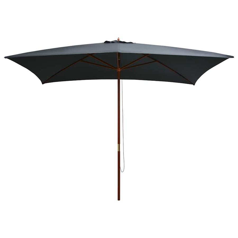 Garden Parasol with Wooden Pole 200x300 cm Anthracite