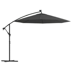 vidaXL Cantilever Garden Parasol with LED Lights and Steel Pole 300 cm Anthracite 2