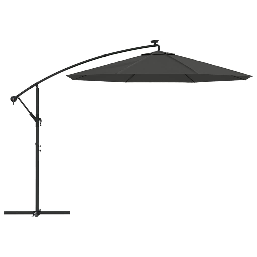 vidaXL Cantilever Garden Parasol with LED Lights and Steel Pole 300 cm Anthracite 4