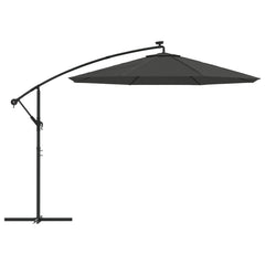 vidaXL Cantilever Garden Parasol with LED Lights and Steel Pole 300 cm Anthracite 4
