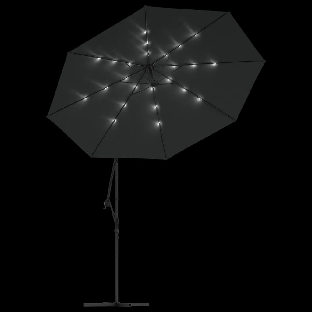 vidaXL Cantilever Garden Parasol with LED Lights and Steel Pole 300 cm Anthracite 6