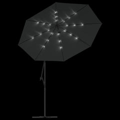 vidaXL Cantilever Garden Parasol with LED Lights and Steel Pole 300 cm Anthracite 6