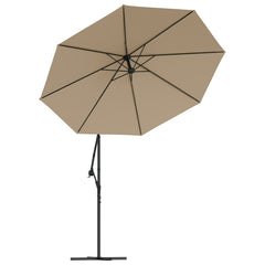 vidaXL Cantilever Garden Parasol with LED Lights and Steel Pole 300 cm Taupe 4