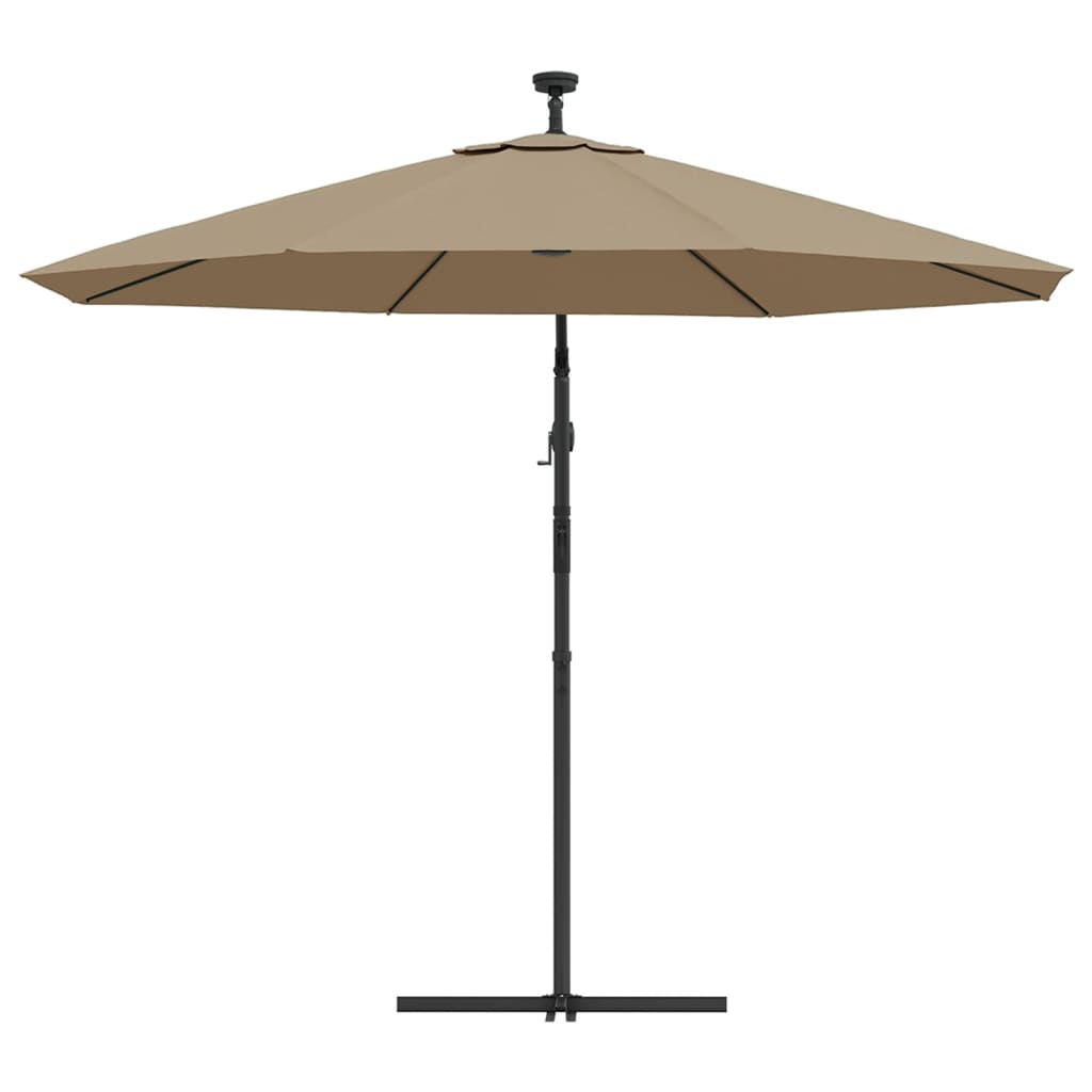 vidaXL Cantilever Garden Parasol with LED Lights and Steel Pole 300 cm Taupe 6