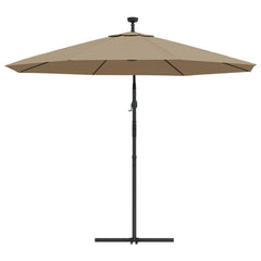 vidaXL Cantilever Garden Parasol with LED Lights and Steel Pole 300 cm Taupe 6
