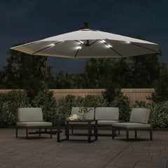vidaXL Cantilever Garden Parasol with LED Lights and Metal Pole 350 cm Sand 3