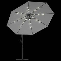 vidaXL Cantilever Garden Parasol with LED Lights and Metal Pole 350 cm Sand 6
