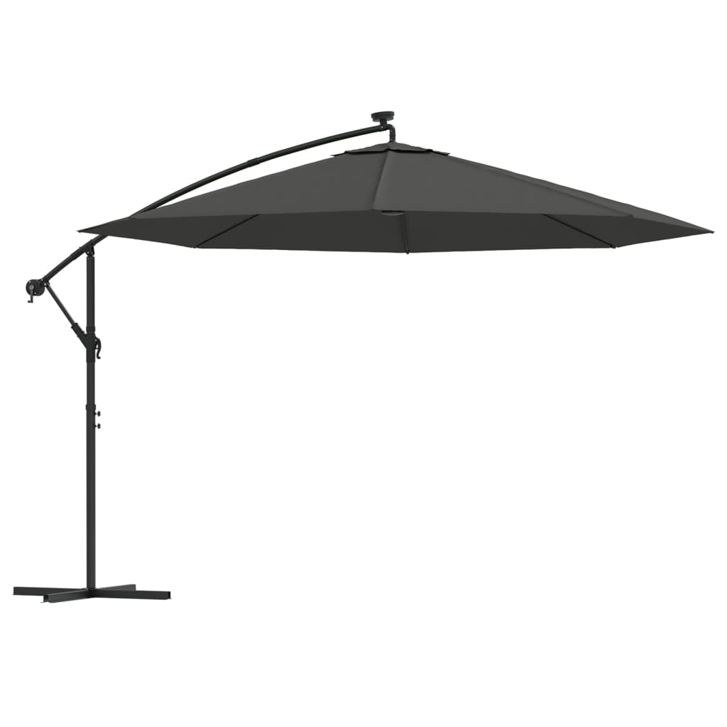 vidaXL Cantilever Garden Parasol with LED Lights and Metal Pole 350 cm Anthracite 2