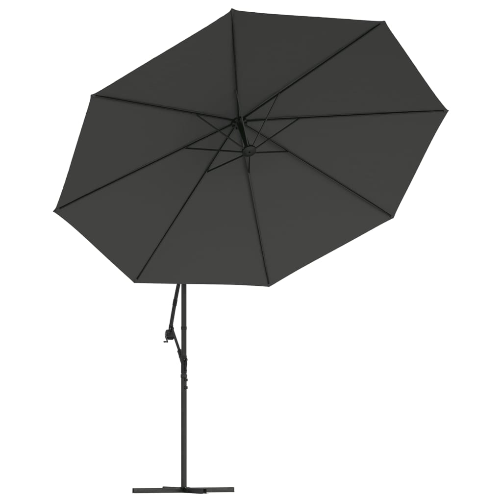 vidaXL Cantilever Garden Parasol with LED Lights and Metal Pole 350 cm Anthracite 5
